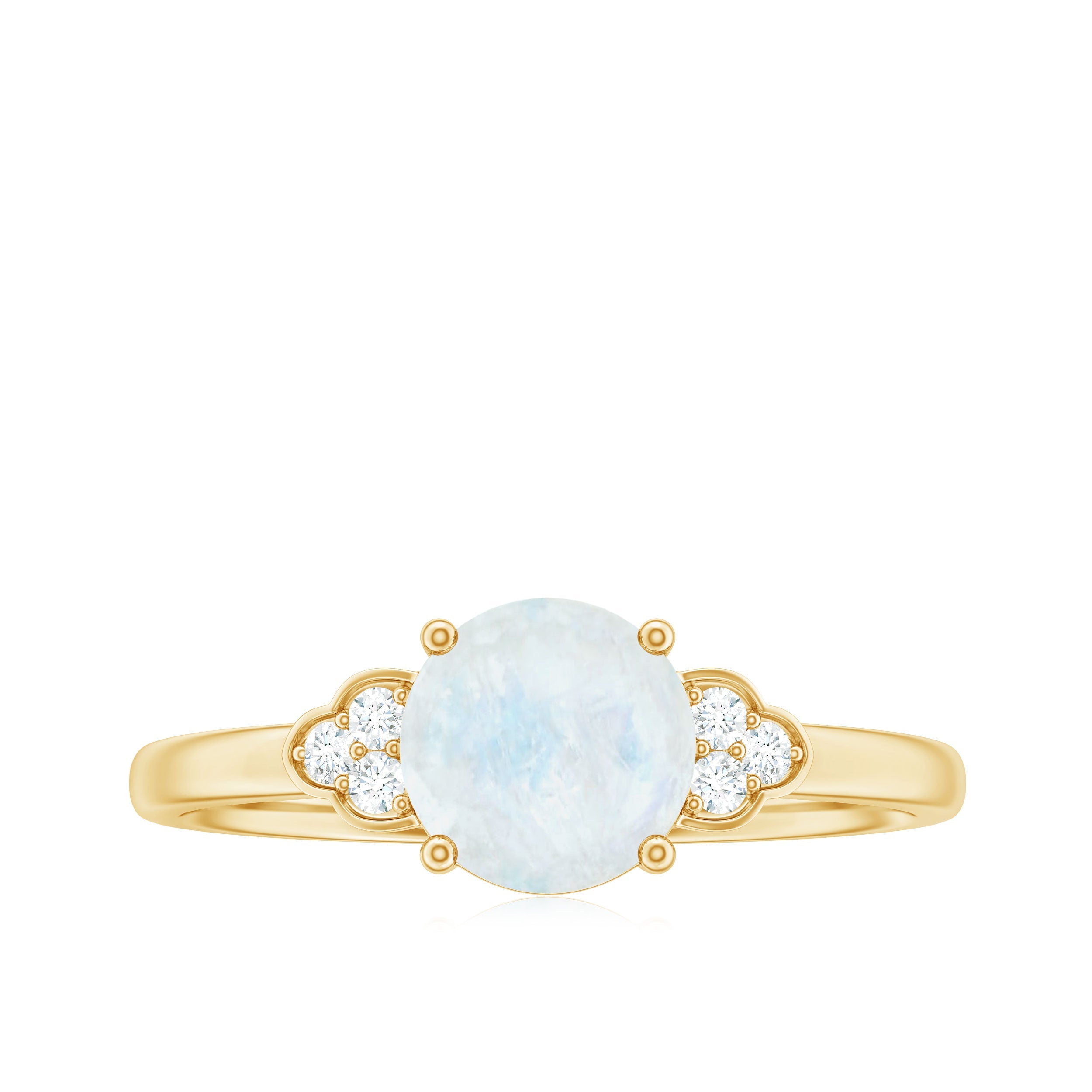 0.8 Carat Moonstone Solitaire Engagement Ring with Diamond Trio