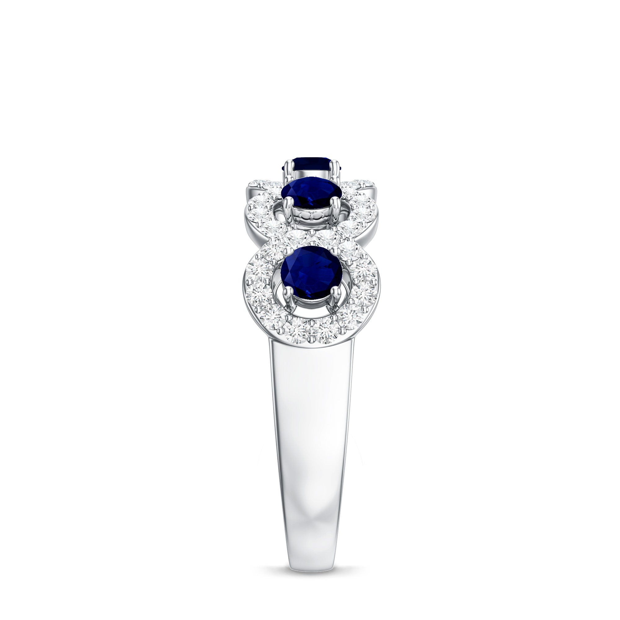 Classic Blue Sapphire Half Eternity Anniversary Ring with Diamond