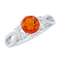 0.7 Carat Fire Opal Crossover Engagement Ring with Diamond