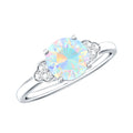 Natural Ethiopian Opal Engagement Ring with Diamond Trio
