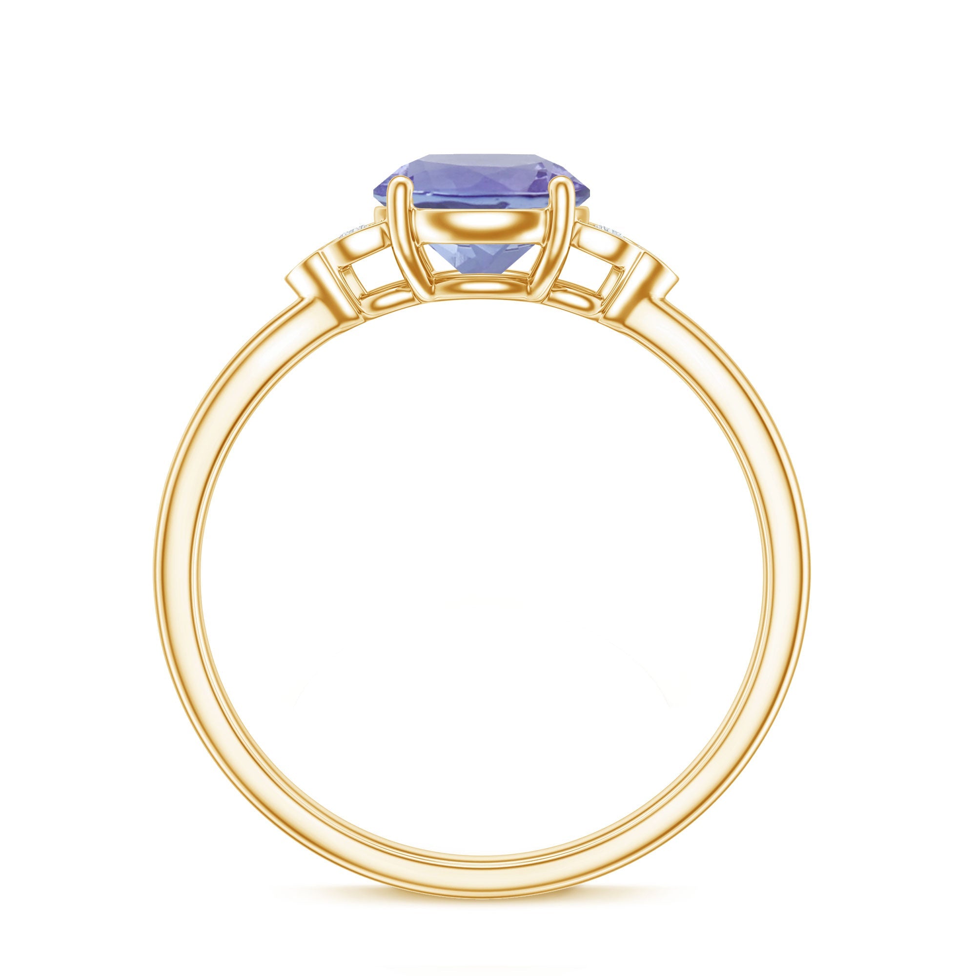 Natural Tanzanite Engagement Ring with Trio of Diamond