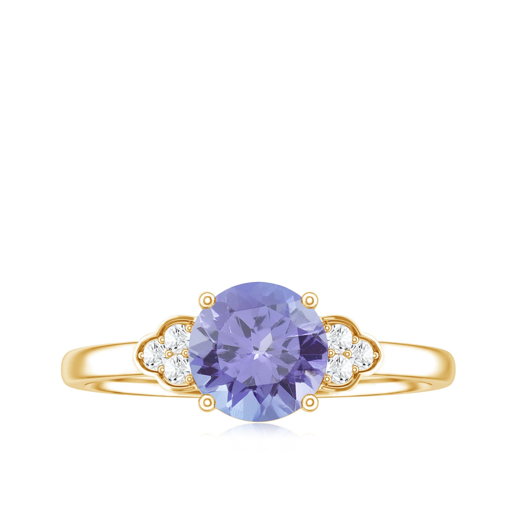Natural Tanzanite Engagement Ring with Trio of Diamond