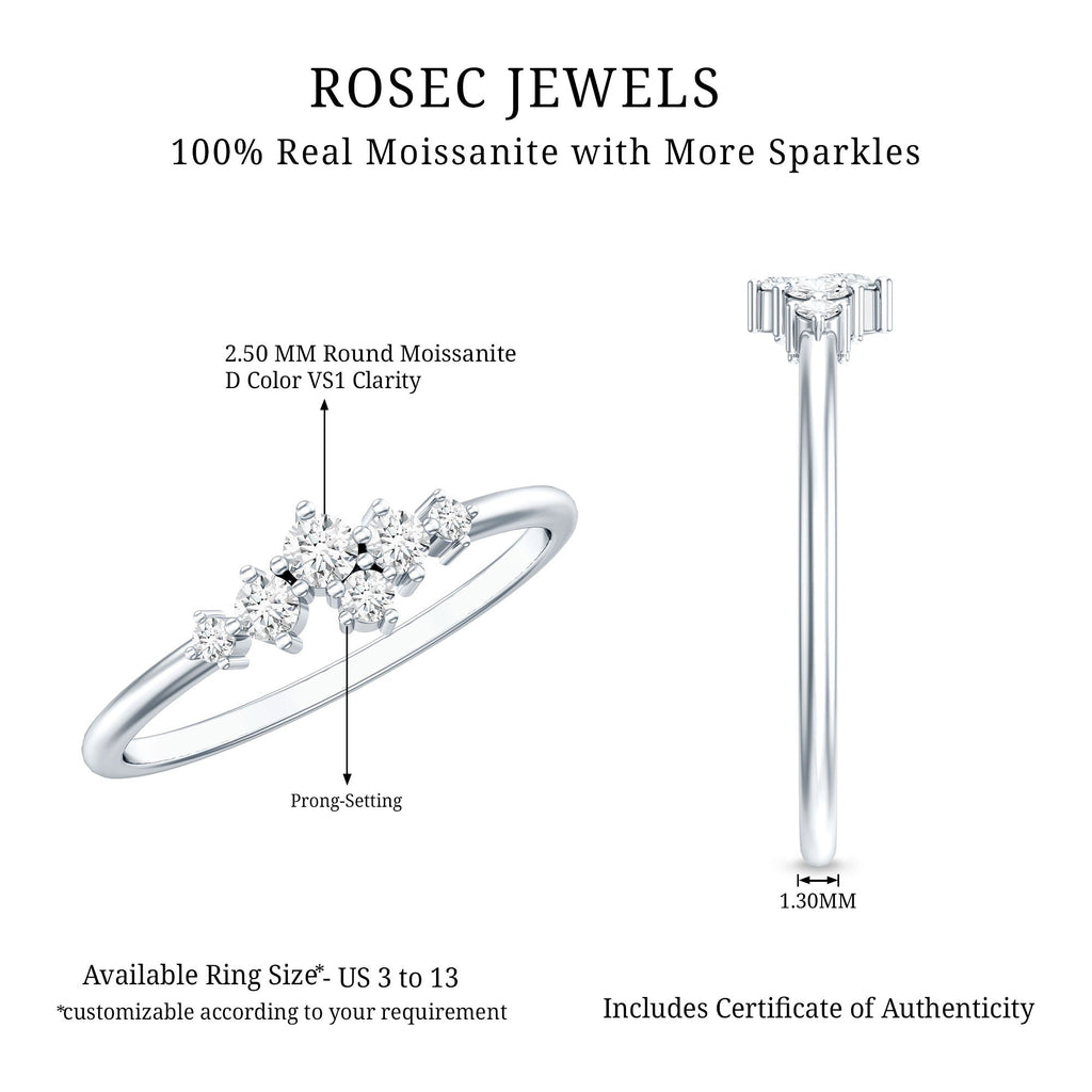 Certified Moissanite Cluster Promise Ring