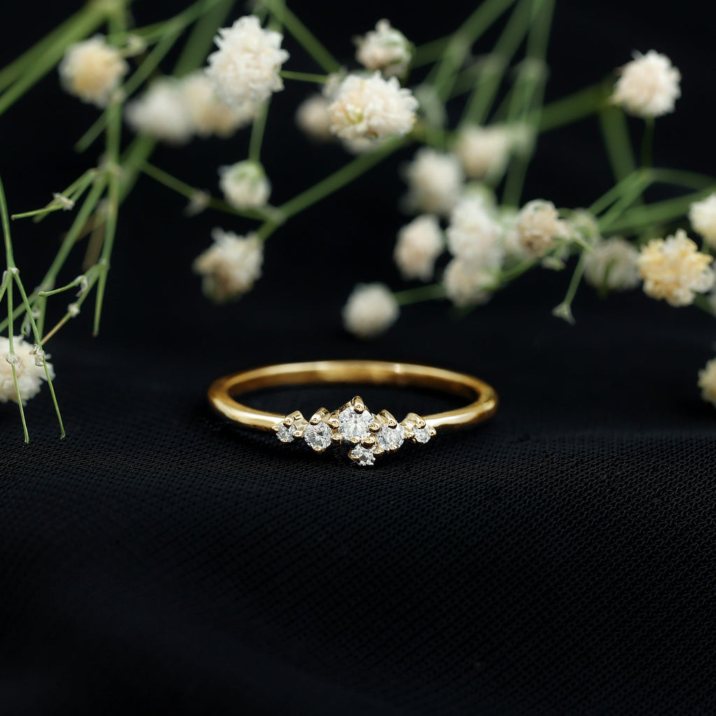 Certified Moissanite Cluster Promise Ring