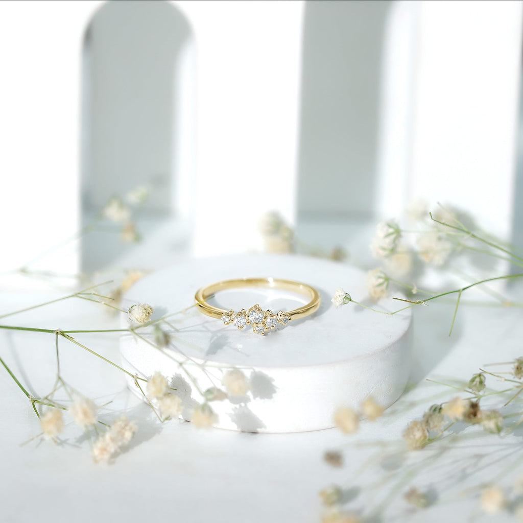 Certified Moissanite Cluster Promise Ring