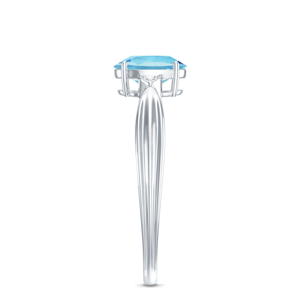 Certified Real Oval Aquamarine Engagement Ring for Women