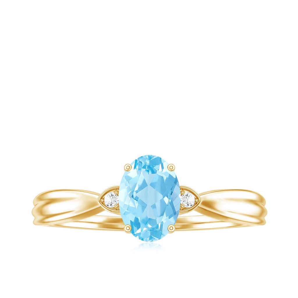 Certified Real Oval Aquamarine Engagement Ring for Women