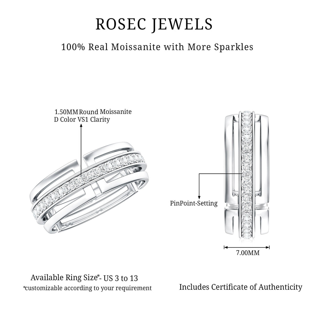Moissanite Wedding Band in Pinpoint Setting