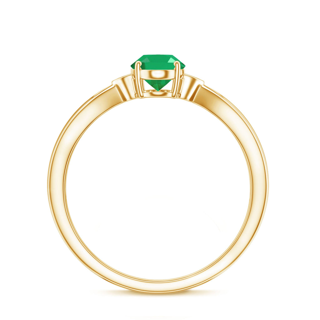 0.7 Carat Oval Cut Emerald Vintage Engagement Ring with Diamond
