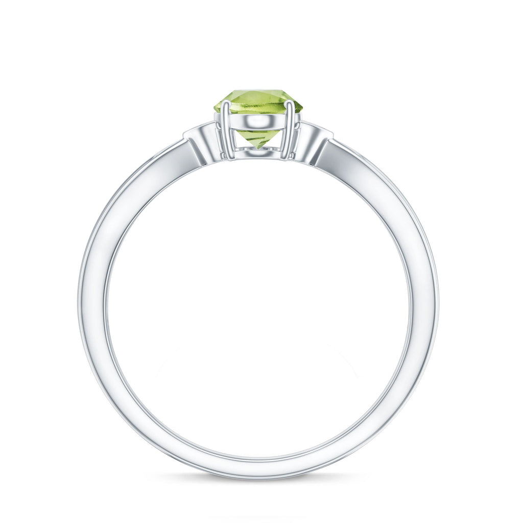 Natural 1 Carat Peridot Oval Engagement Ring with Diamond