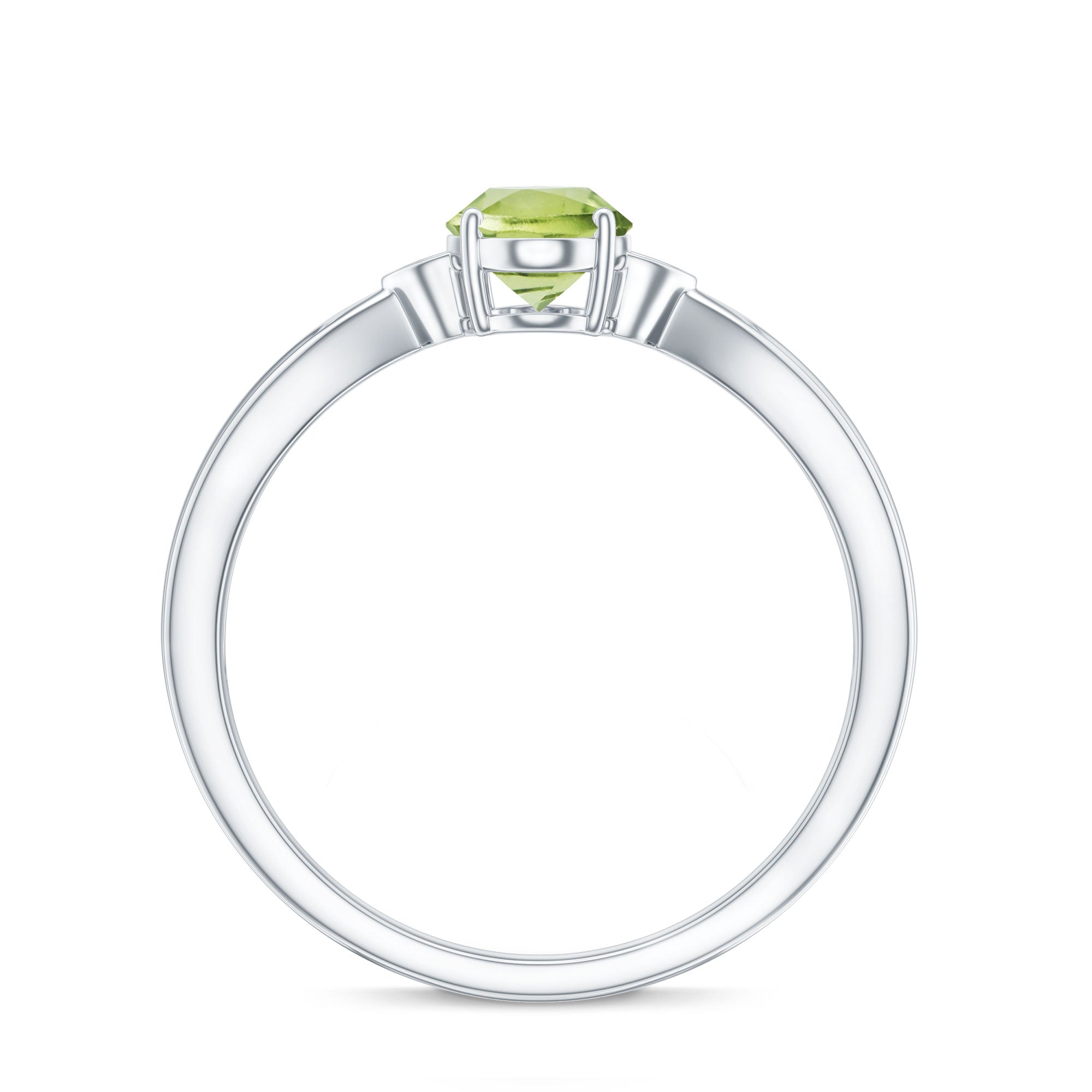 Natural 1 Carat Peridot Oval Engagement Ring with Diamond