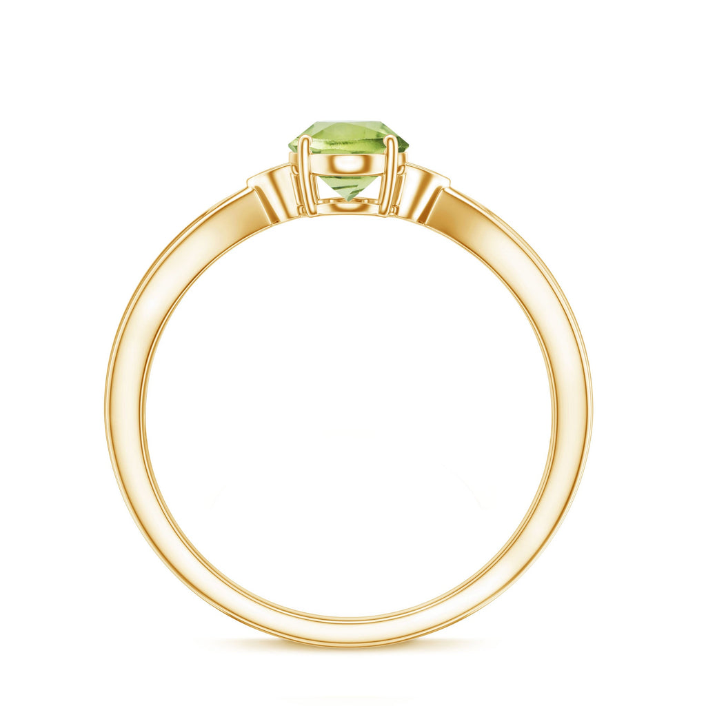 Natural 1 Carat Peridot Oval Engagement Ring with Diamond
