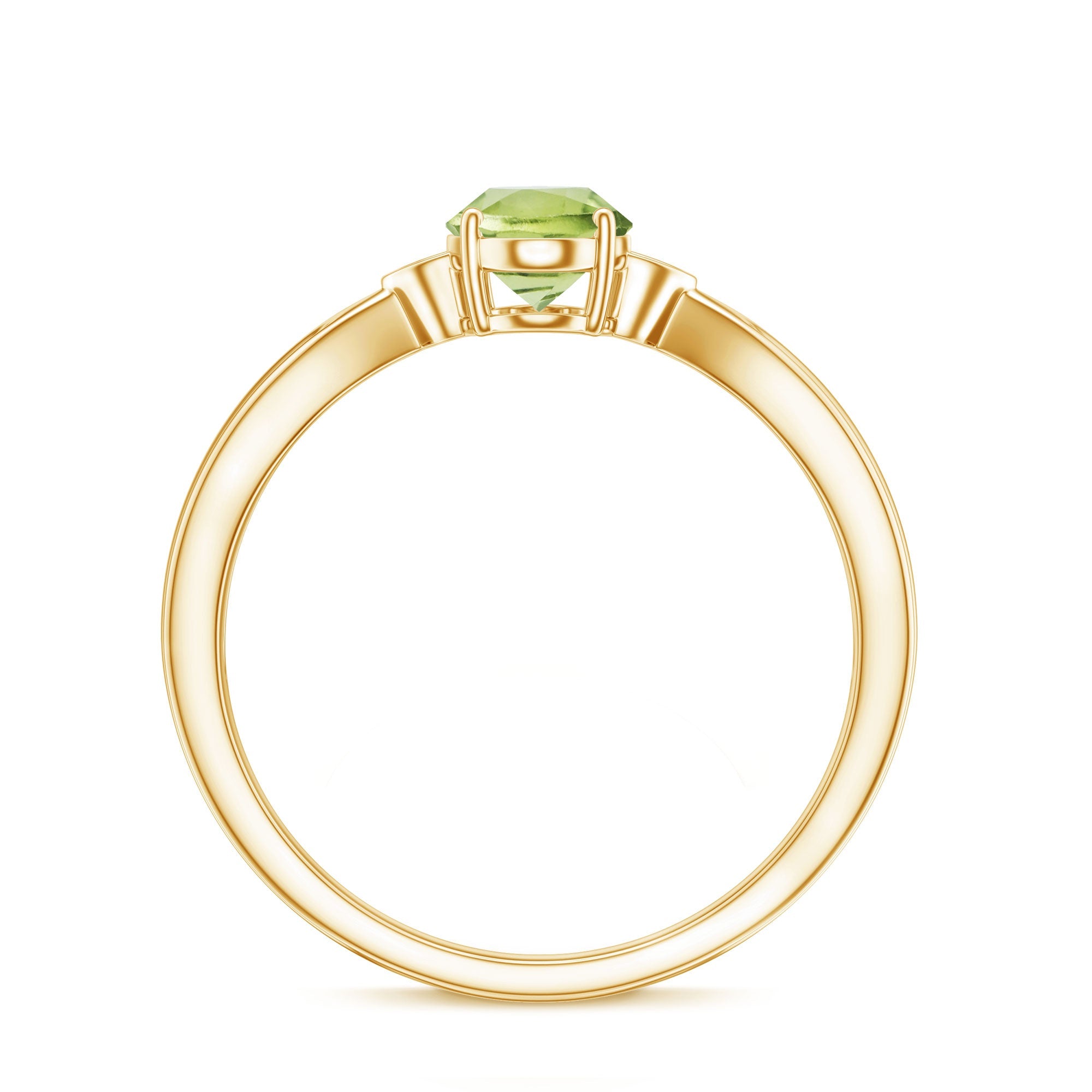 Natural 1 Carat Peridot Oval Engagement Ring with Diamond