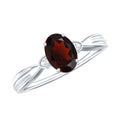 Certified Natural Garnet Diamond Oval Engagement Ring with Pinched Shank
