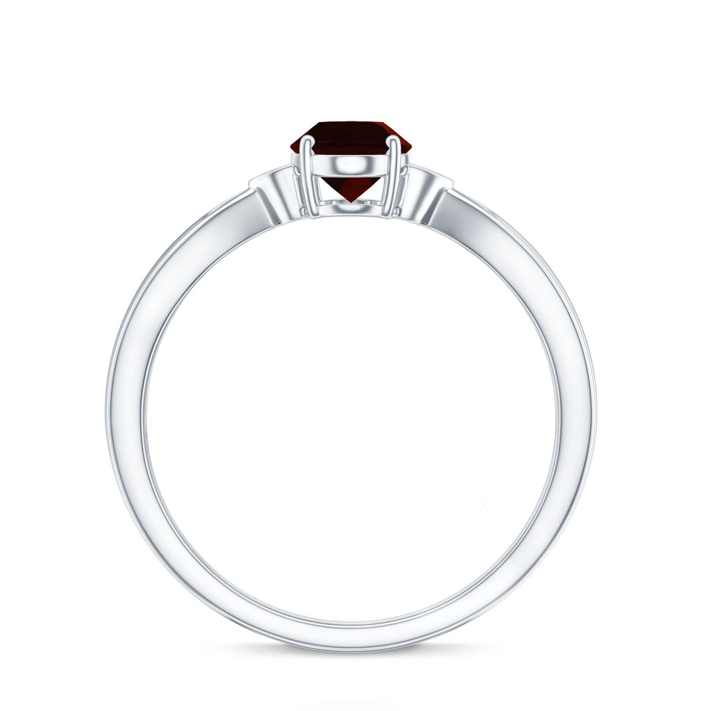 Certified Natural Garnet Diamond Oval Engagement Ring with Pinched Shank