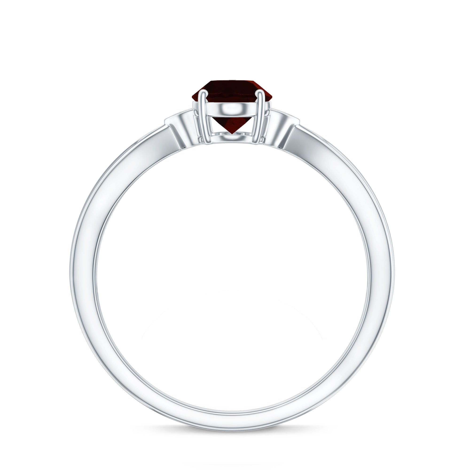 Certified Natural Garnet Diamond Oval Engagement Ring with Pinched Shank