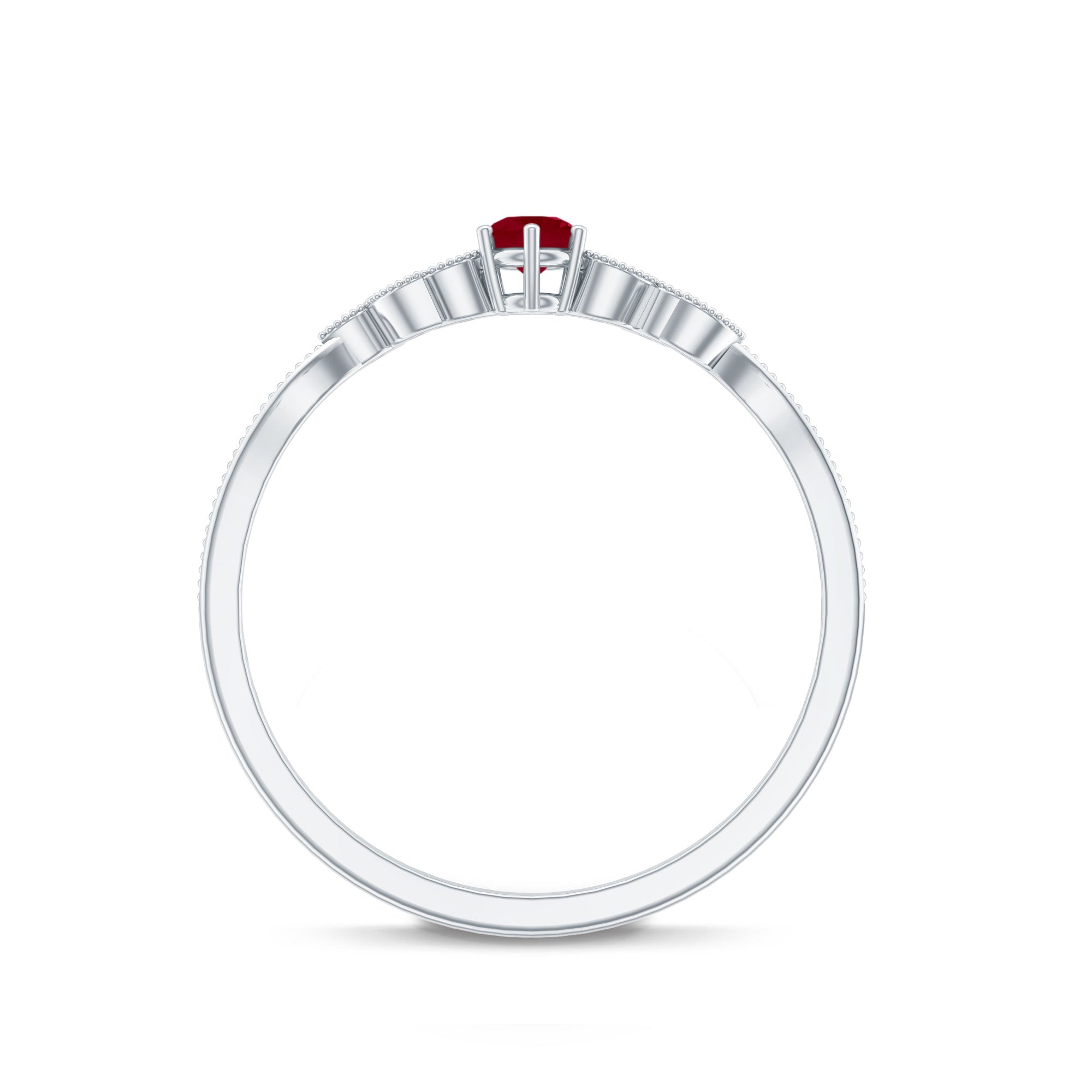 Certified Ruby and Diamond Leaf Branch Promise Ring