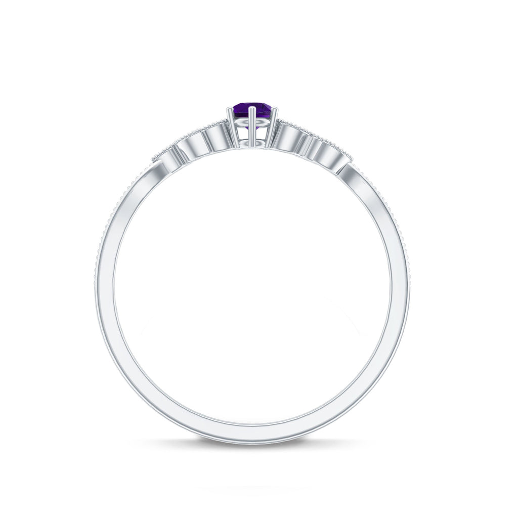 Nature Inspired Amethyst Promise Ring with Diamond