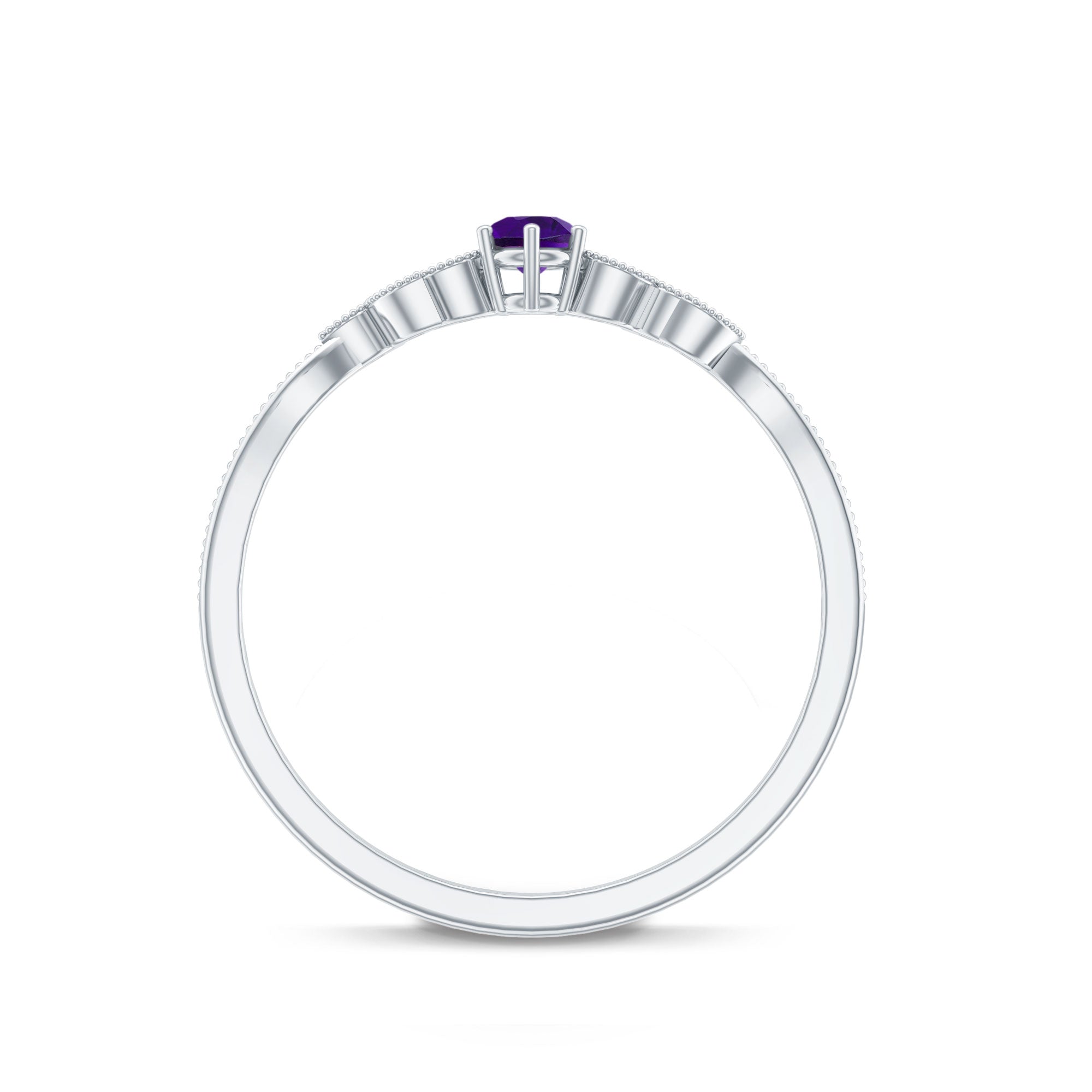 Nature Inspired Amethyst Promise Ring with Diamond