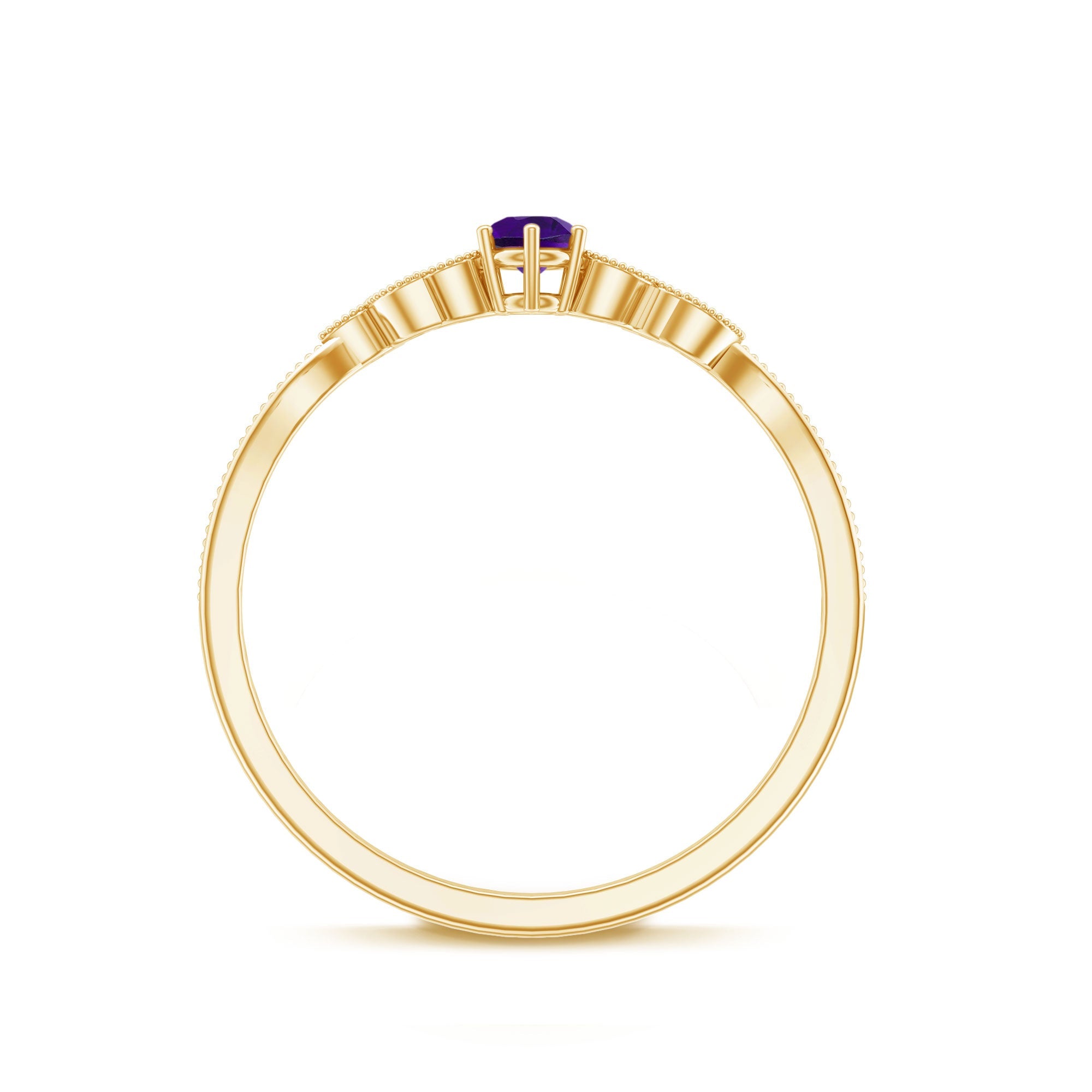 Nature Inspired Amethyst Promise Ring with Diamond