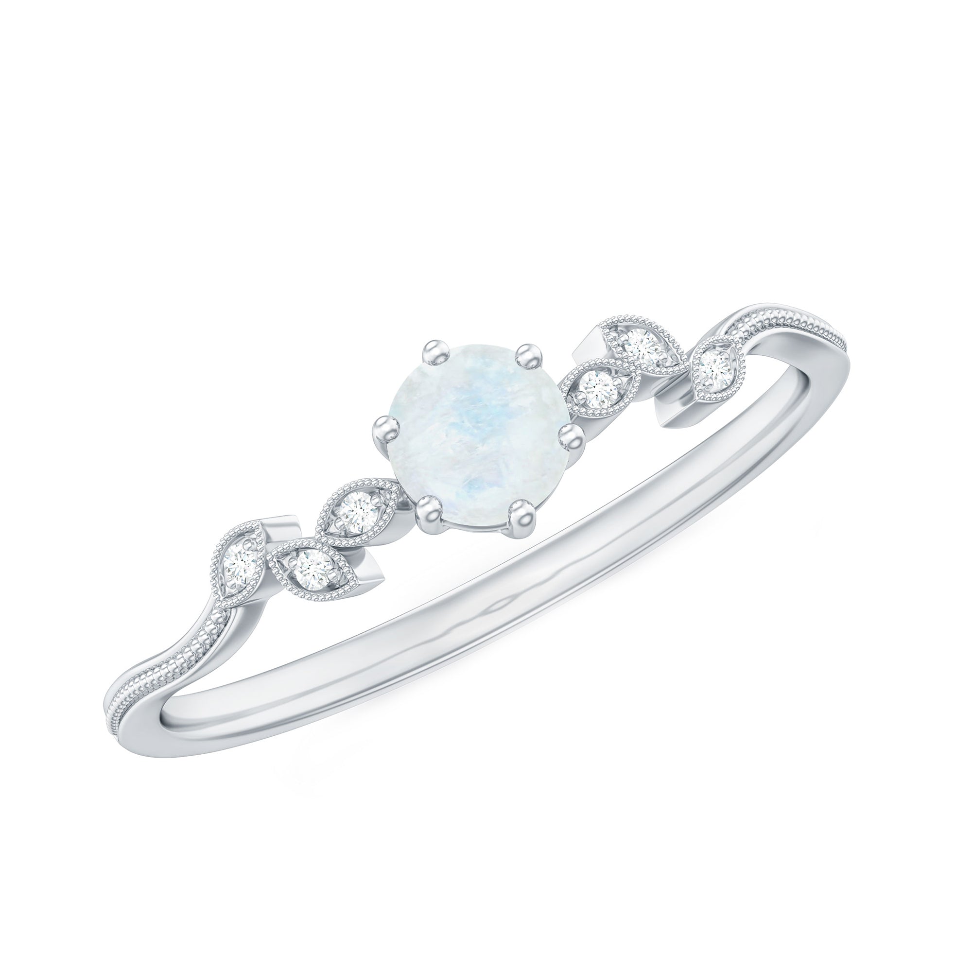 Nature Inspired Moonstone Diamond Promise Ring for Women