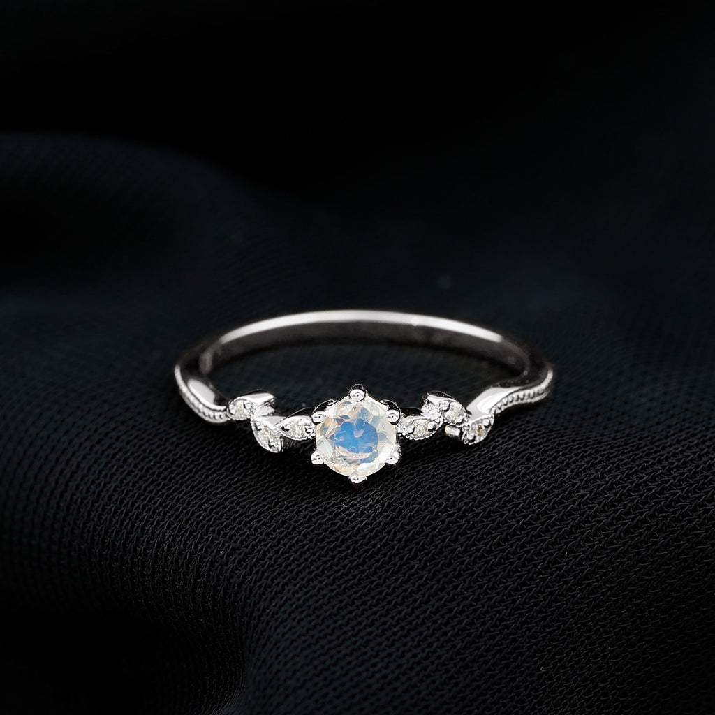 Nature Inspired Moonstone Diamond Promise Ring for Women