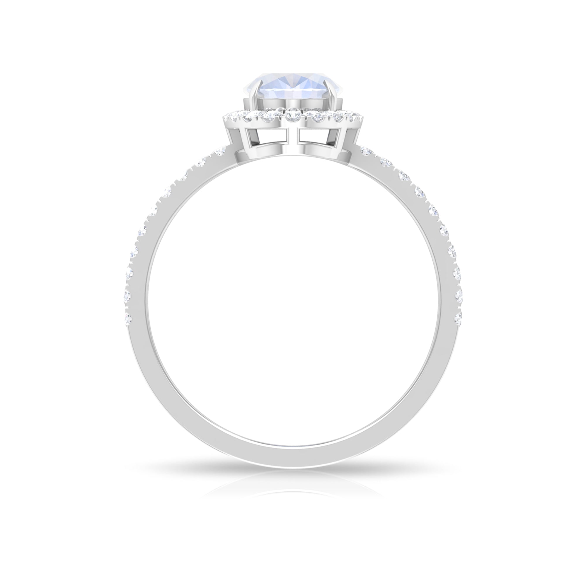Oval Moonstone Engagement Ring with Diamond Halo