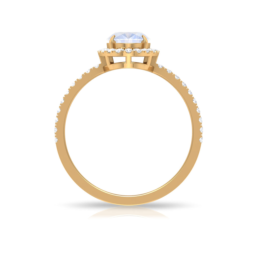 Oval Moonstone Engagement Ring with Diamond Halo
