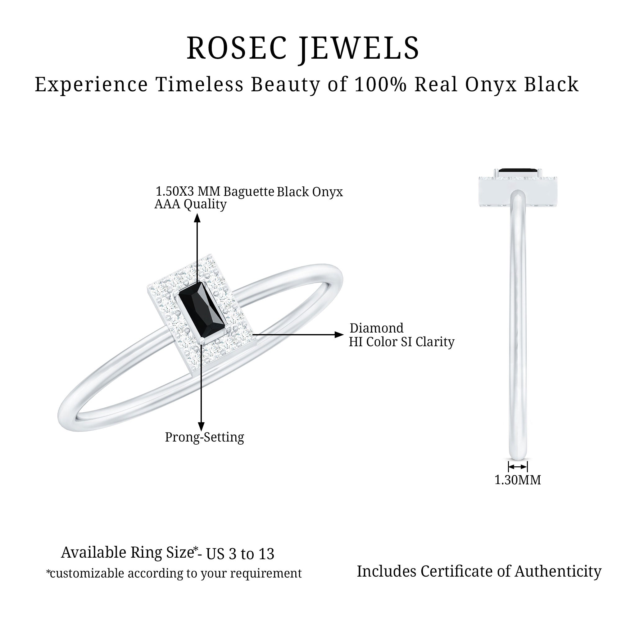 Minimalist Black Onyx and Diamond Halo Promise Ring