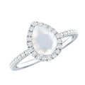 0.8 Carat Pear Cut Moonstone Engagement Ring with Diamond Accent