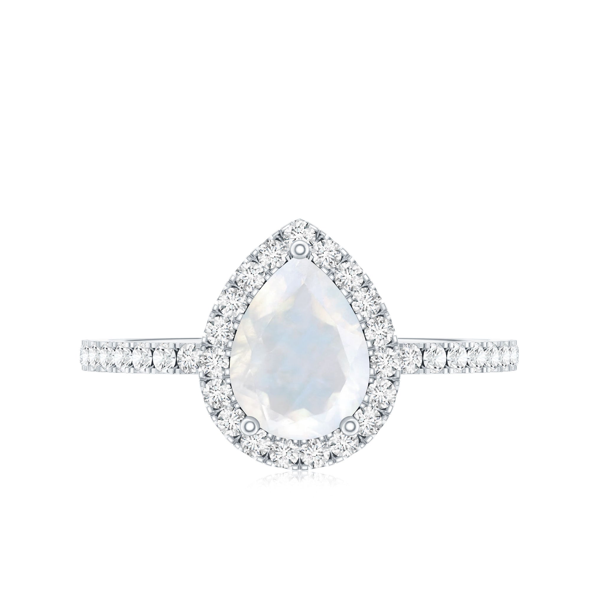 0.8 Carat Pear Cut Moonstone Engagement Ring with Diamond Accent