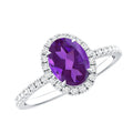 1 Carat Amethyst Oval Engagement Ring with Diamond Halo