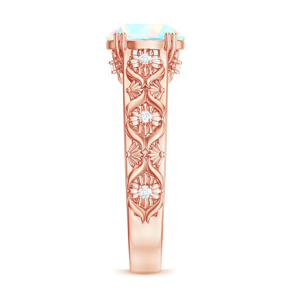 Nature Inspired 2 Carat Ethiopian Opal Engagement Ring with Diamond
