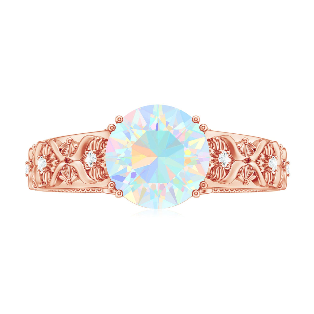 Nature Inspired 2 Carat Ethiopian Opal Engagement Ring with Diamond