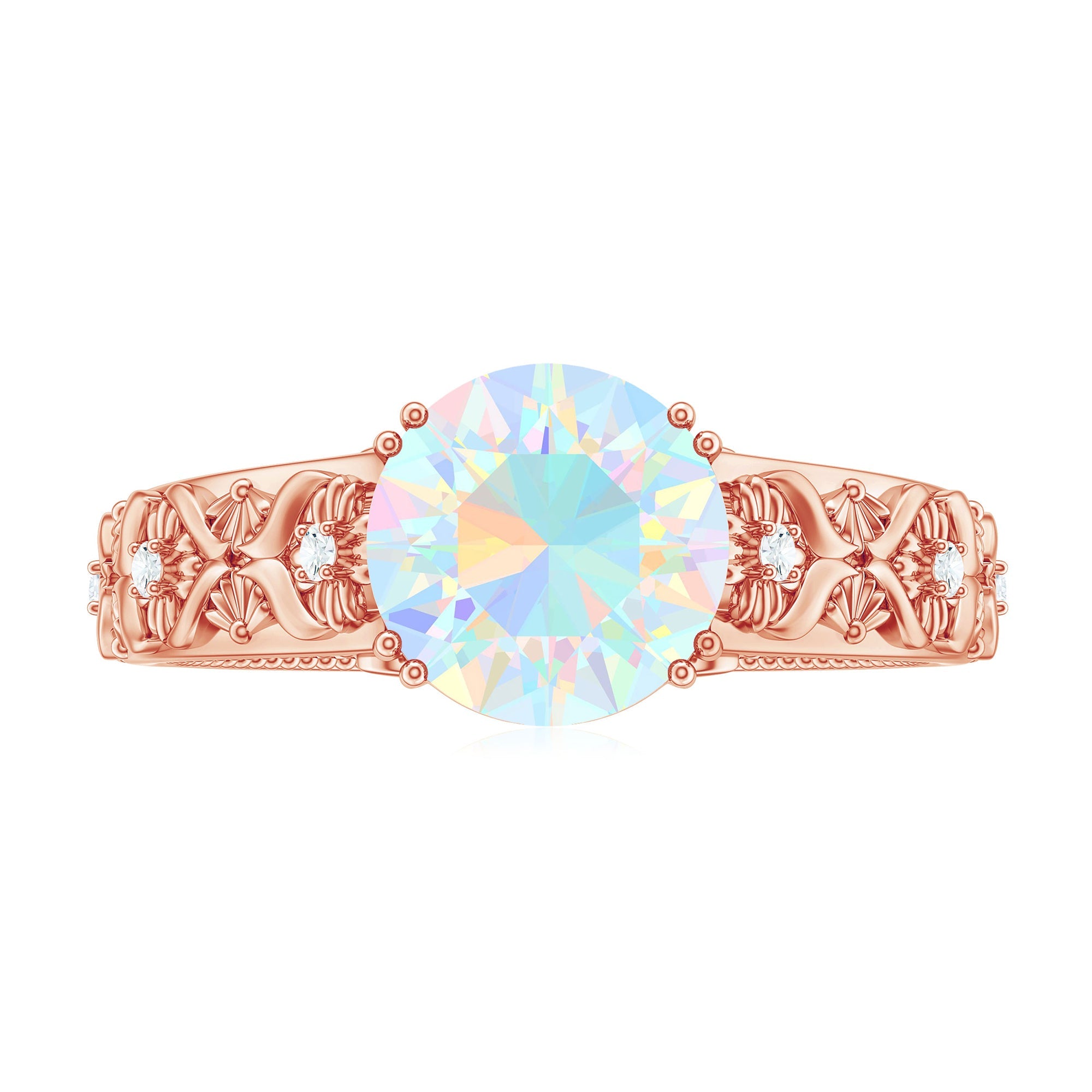 Nature Inspired 2 Carat Ethiopian Opal Engagement Ring with Diamond