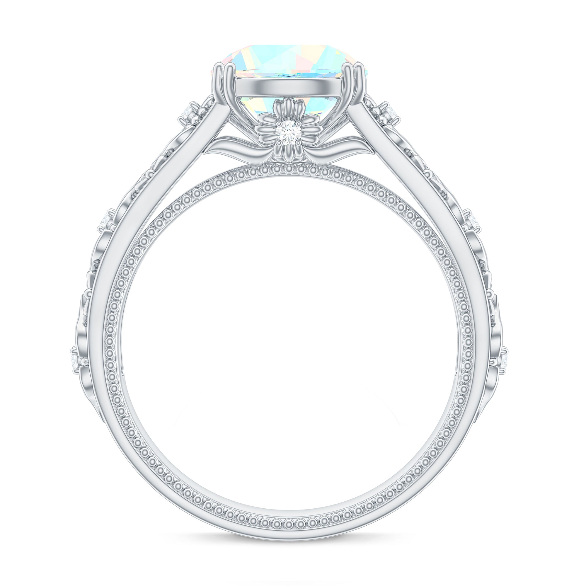Nature Inspired 2 Carat Ethiopian Opal Engagement Ring with Diamond
