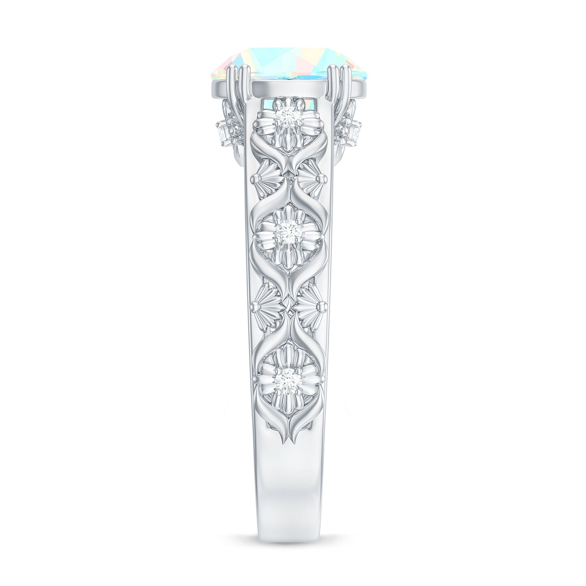Nature Inspired 2 Carat Ethiopian Opal Engagement Ring with Diamond