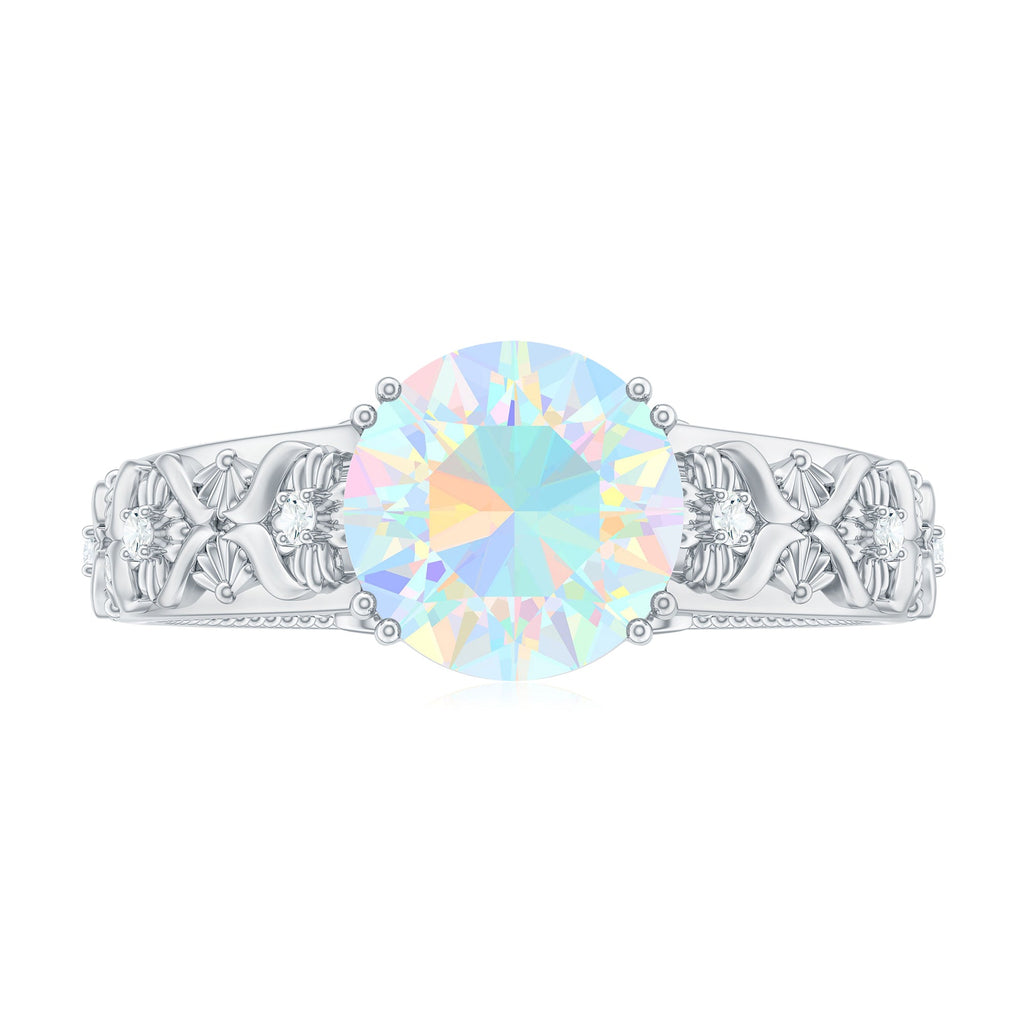Nature Inspired 2 Carat Ethiopian Opal Engagement Ring with Diamond