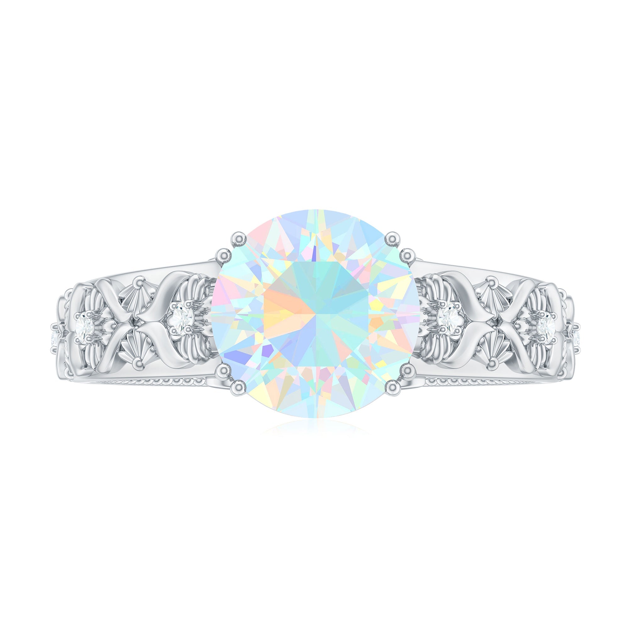 Nature Inspired 2 Carat Ethiopian Opal Engagement Ring with Diamond
