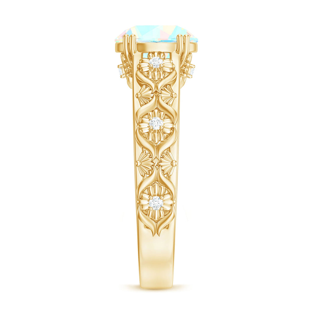 Nature Inspired 2 Carat Ethiopian Opal Engagement Ring with Diamond