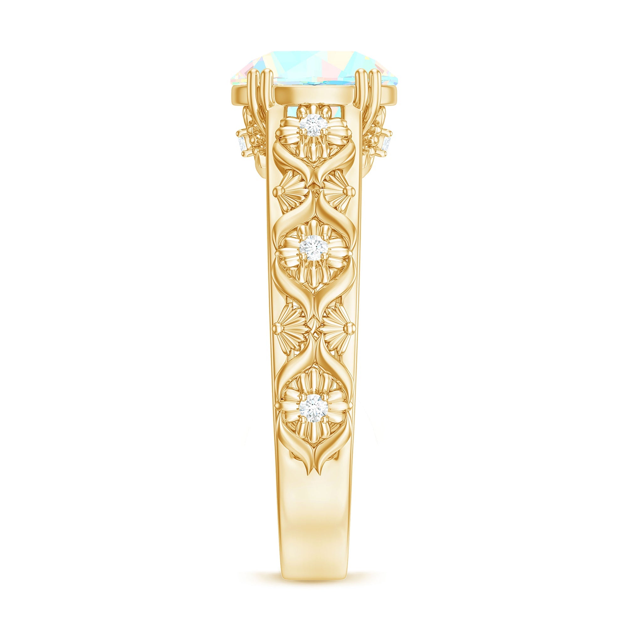 Nature Inspired 2 Carat Ethiopian Opal Engagement Ring with Diamond
