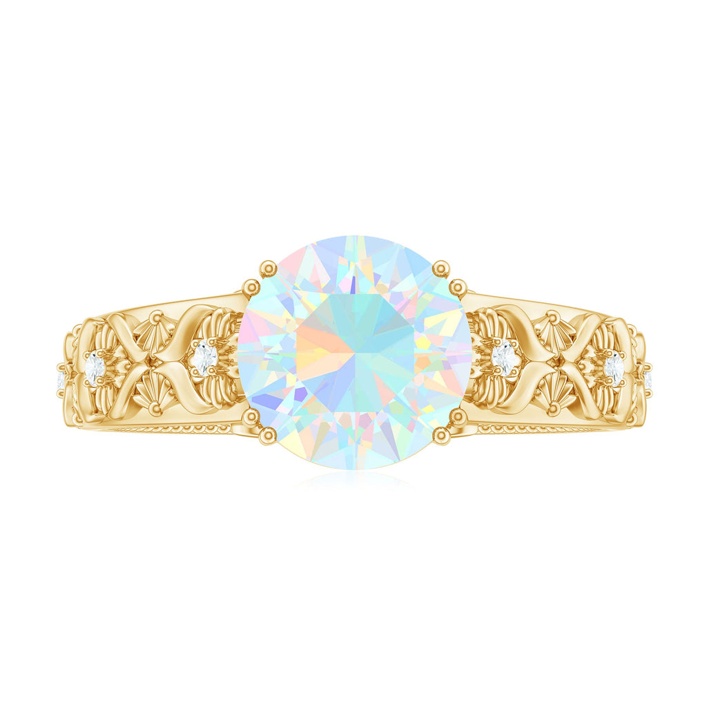 Nature Inspired 2 Carat Ethiopian Opal Engagement Ring with Diamond