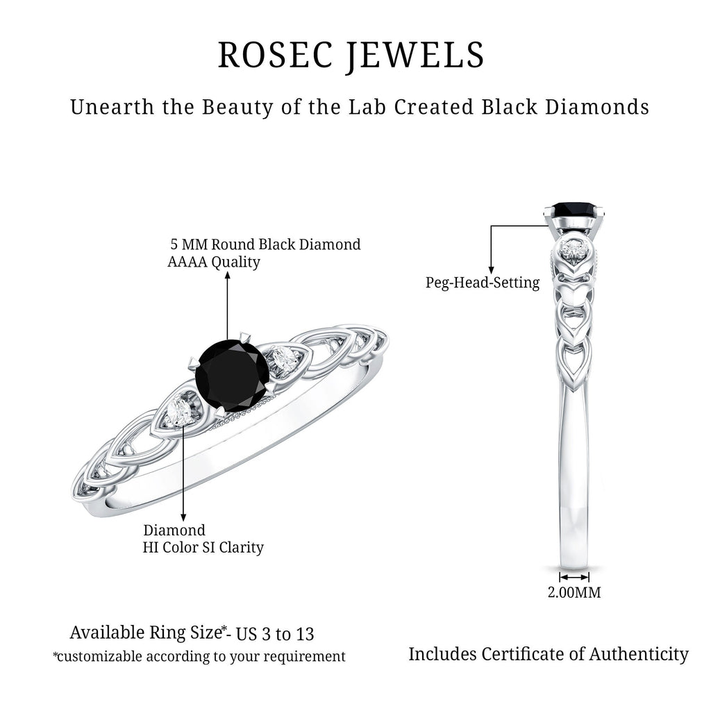Certified 0.84 Carat Lab Grown Black Diamond Promise Ring with White Diamond