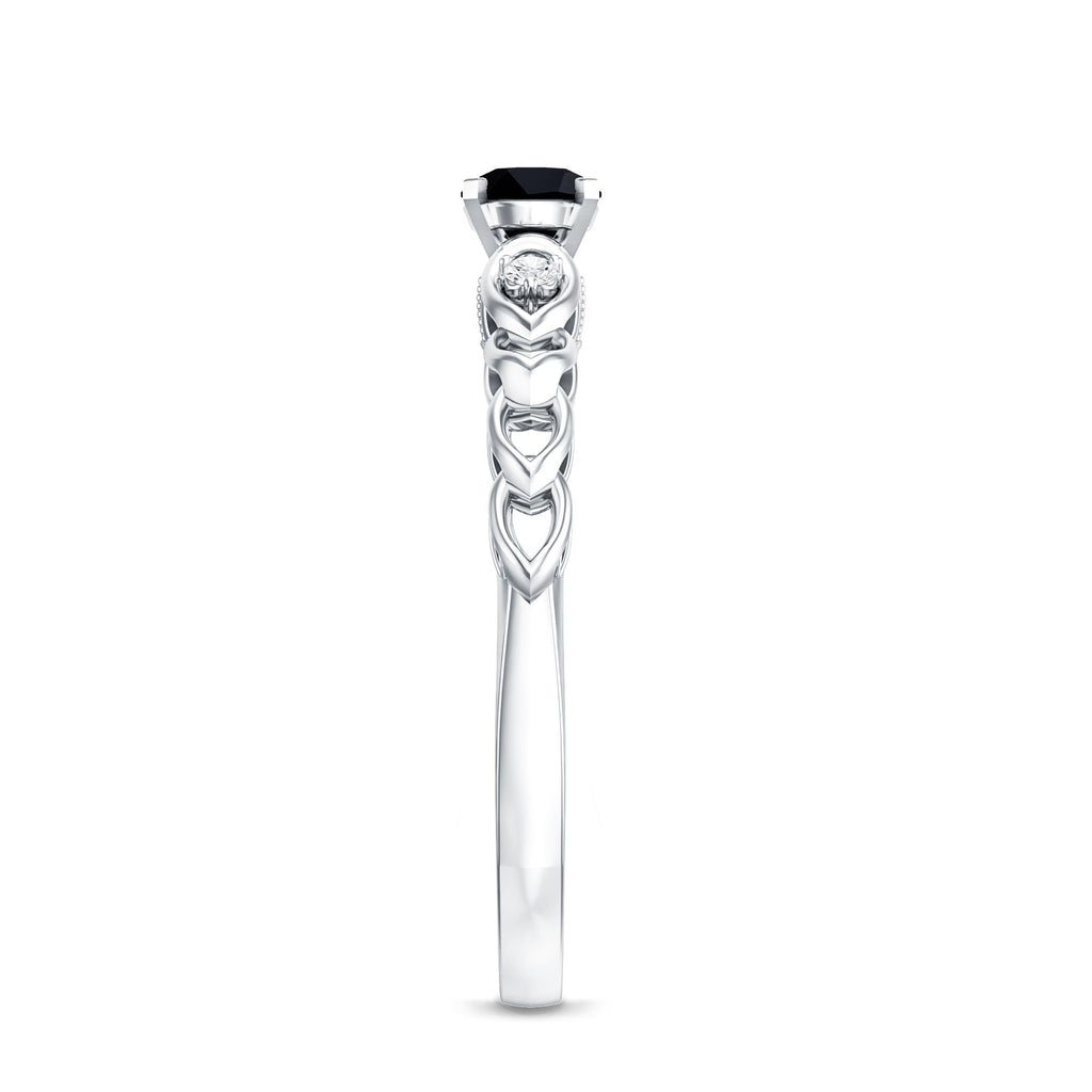 Certified 0.84 Carat Lab Grown Black Diamond Promise Ring with White Diamond