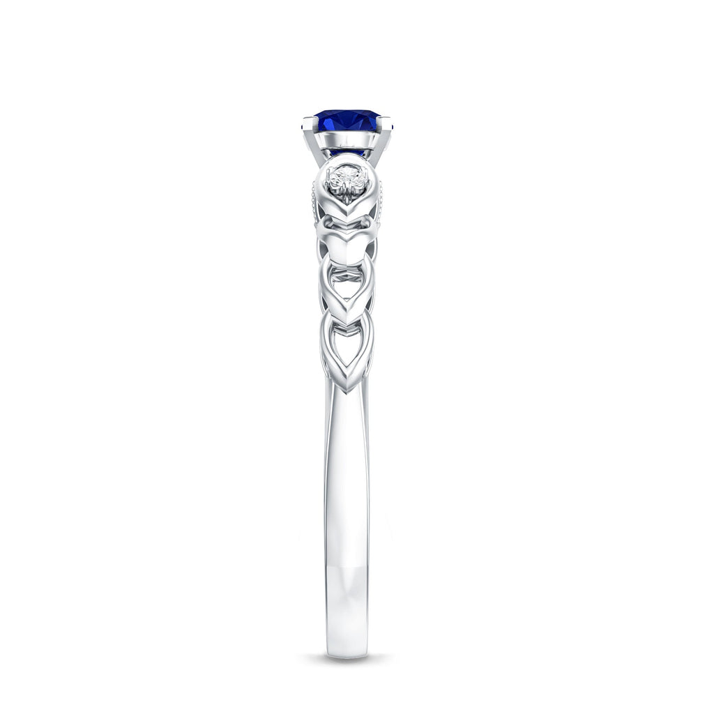 Certified 0.6 Carat Lab Grown Blue Sapphire Diamond Promise Ring