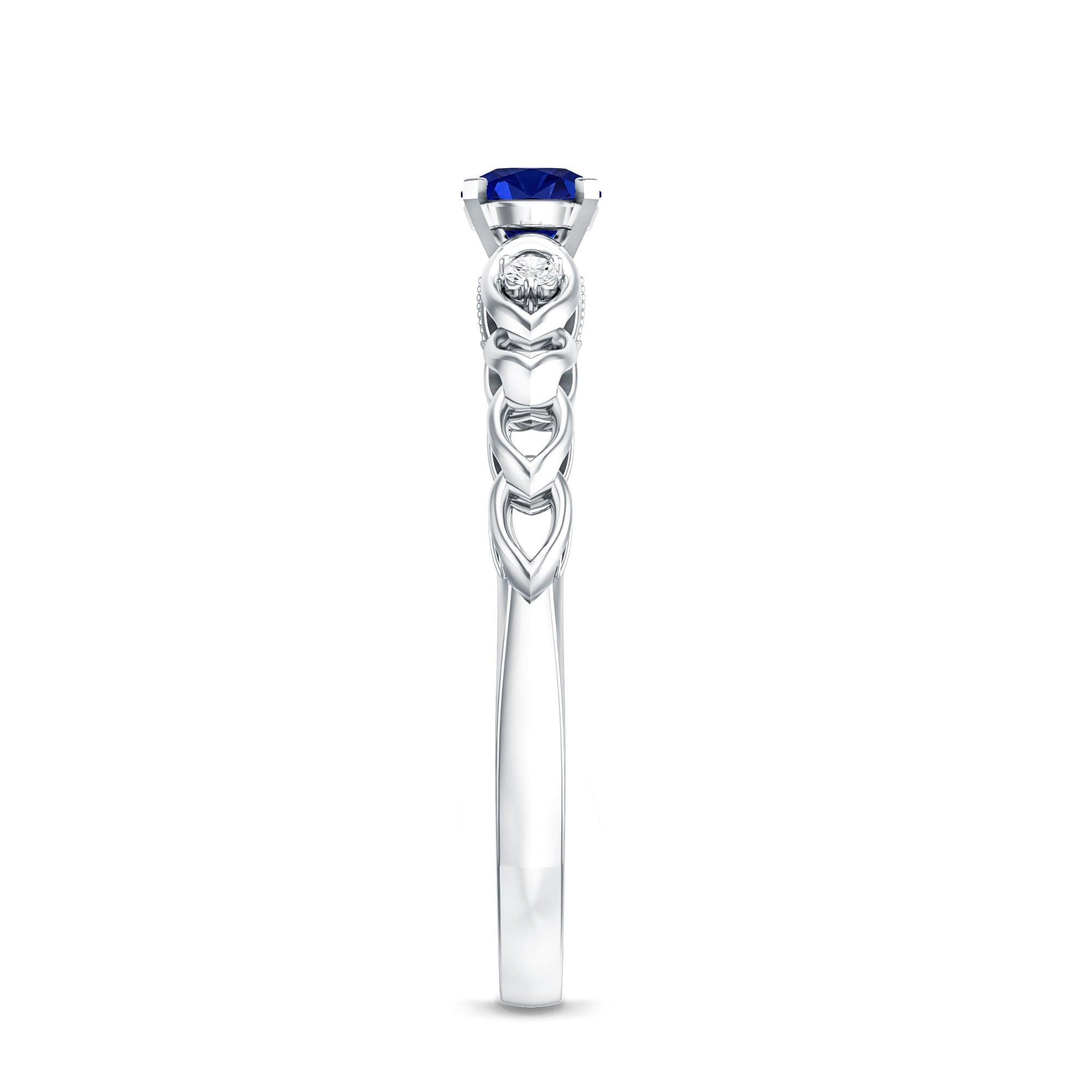 Certified 0.6 Carat Lab Grown Blue Sapphire Diamond Promise Ring