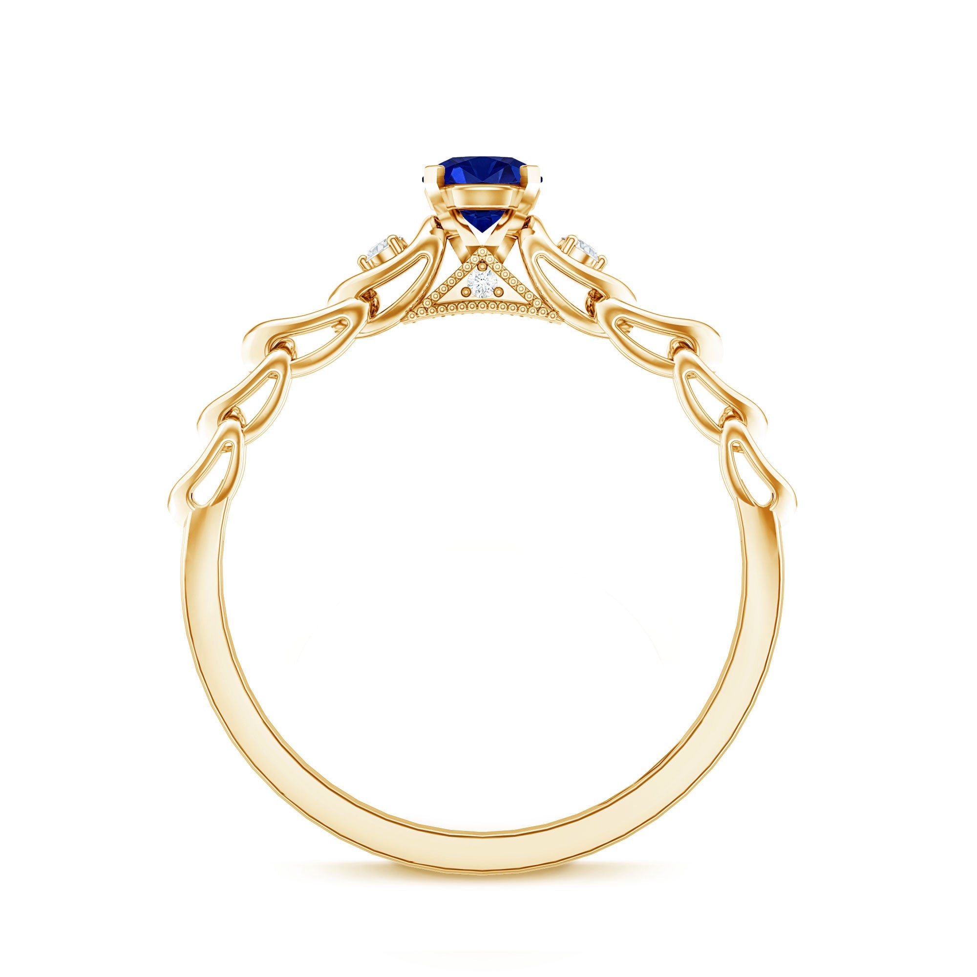 Certified 0.6 Carat Lab Grown Blue Sapphire Diamond Promise Ring