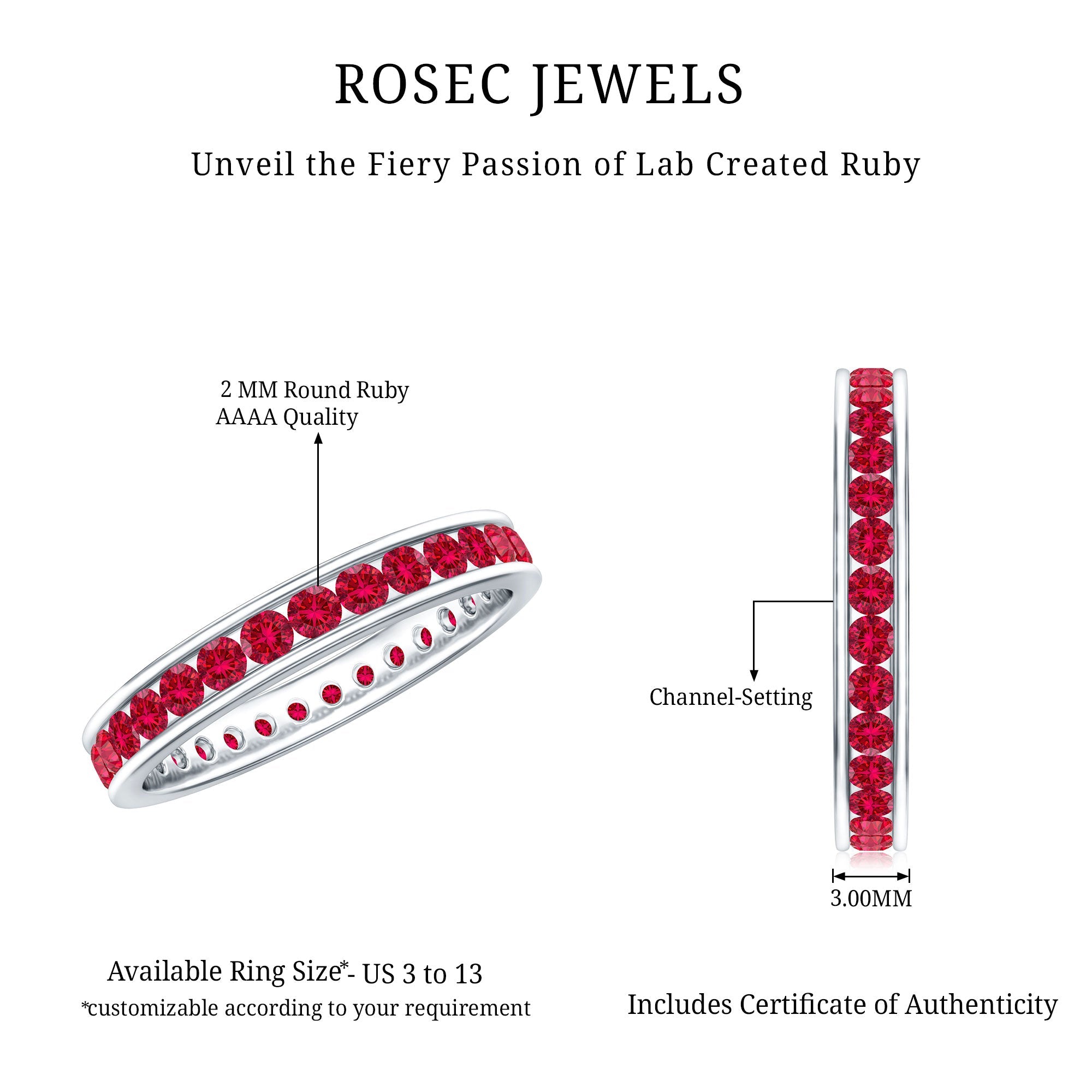 Channel Set Round Lab Created Ruby Eternity Band Ring for Women