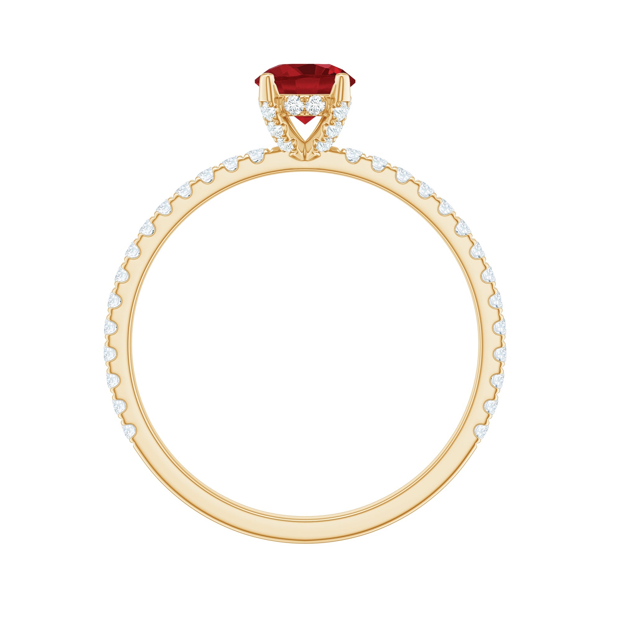 Lab Created Ruby Engagement Ring with Diamond Side Stones