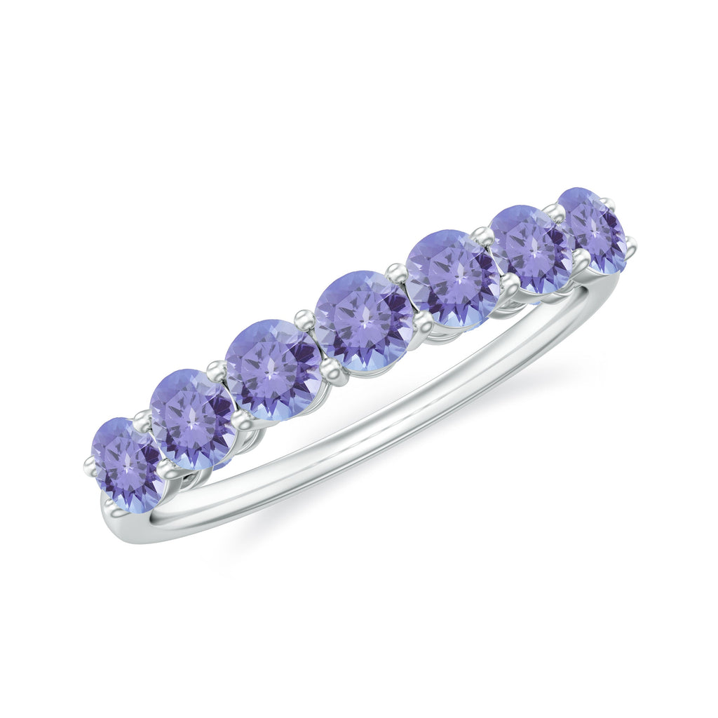Certified Real Tanzanite Half Eternity Ring for Anniversary